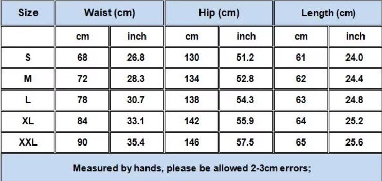 blue skirt size chart