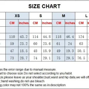 colorful blouses size chart