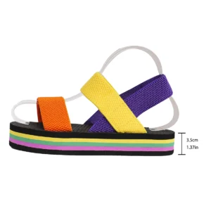 colorful flat sandals side view, white background