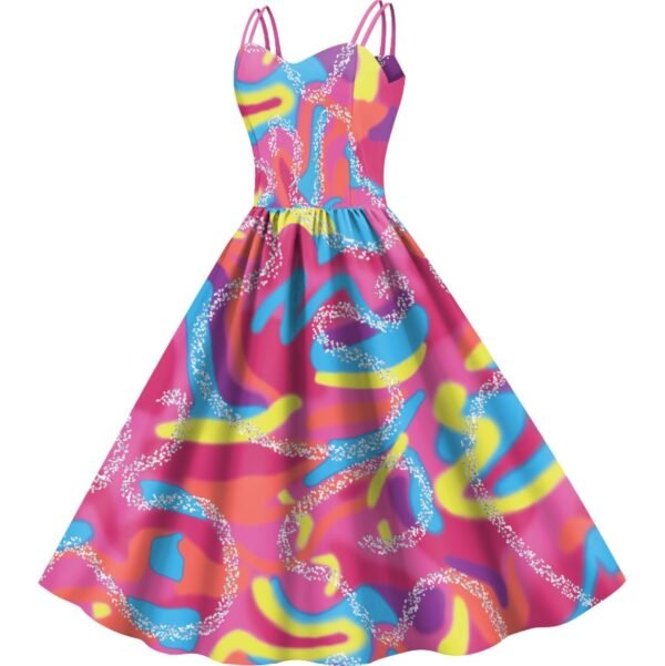 colorful party dress turned to the side on the white background