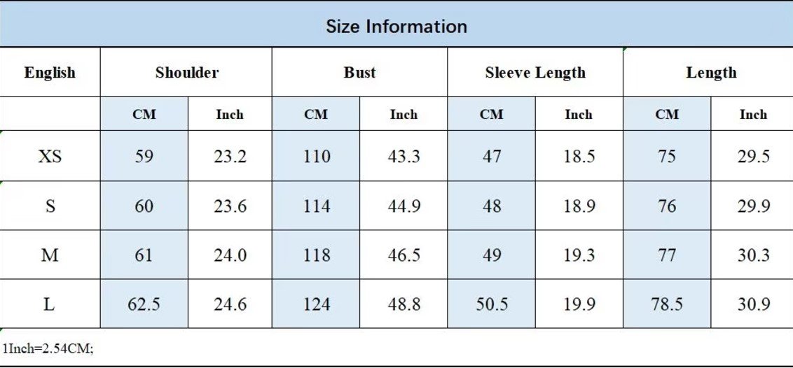 dark green blouse size chart