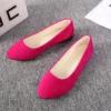 fuchsia flats front view, grey carpet under them