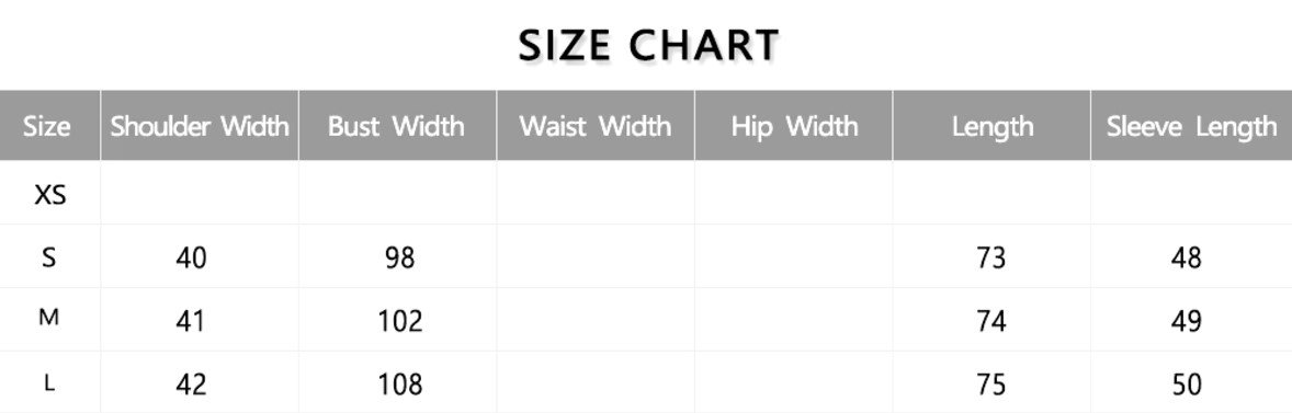 green blazer size chart