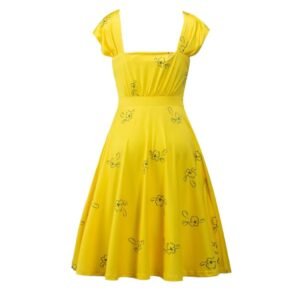 la la land yellow dress back side on the white background