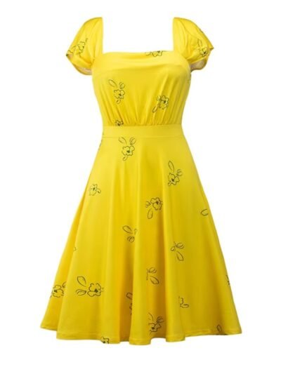 la la land yellow dress on the white background