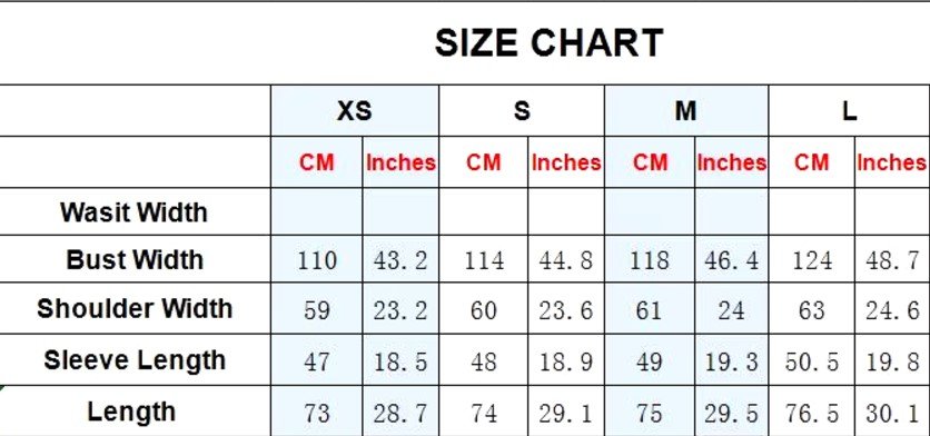 lavender blouse size chart