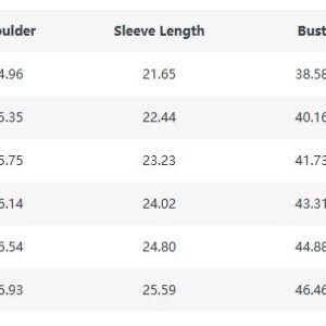 orange blazer size chart