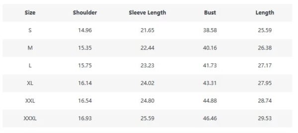 orange blazer size chart