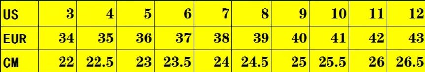 orange flats size chart