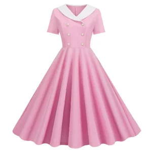 pink vintage dress on the white background