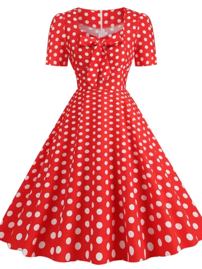 red polka dot dress on the white background