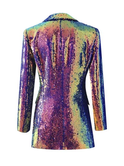 shiny blazer back view, white background