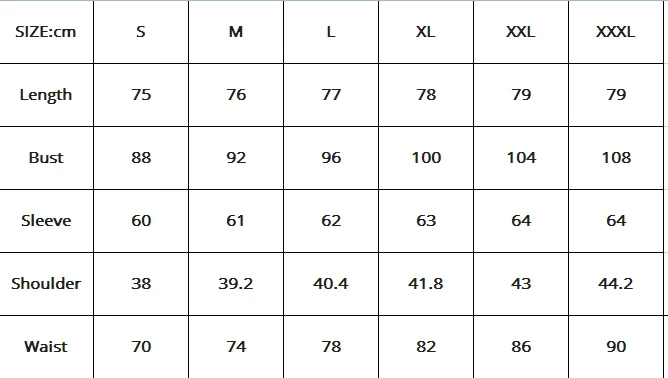 shiny blazer size chart