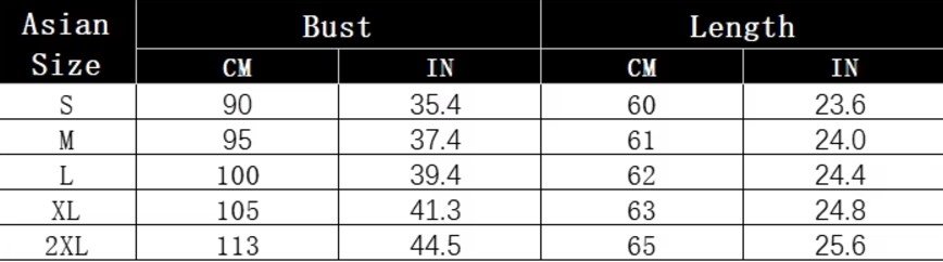 short sleeved shirt size chart