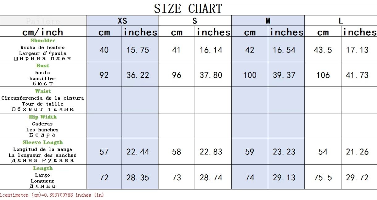 turquoise blazer size chart