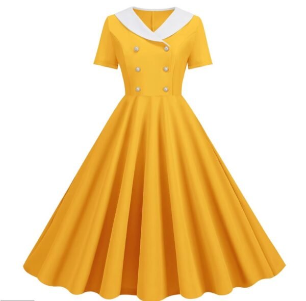 yellow vintage dress on the white background