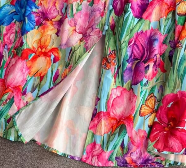 the bottom part of the blue floral dress