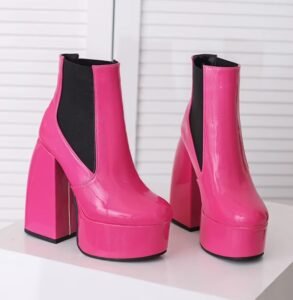 Colorful Boots collection front and side view featuring vibrant pink boots