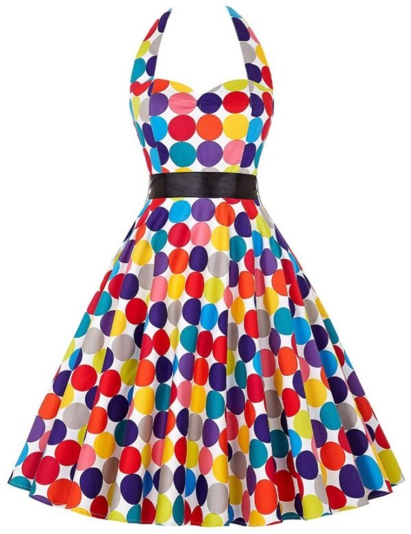 colorful polka dress on the white background