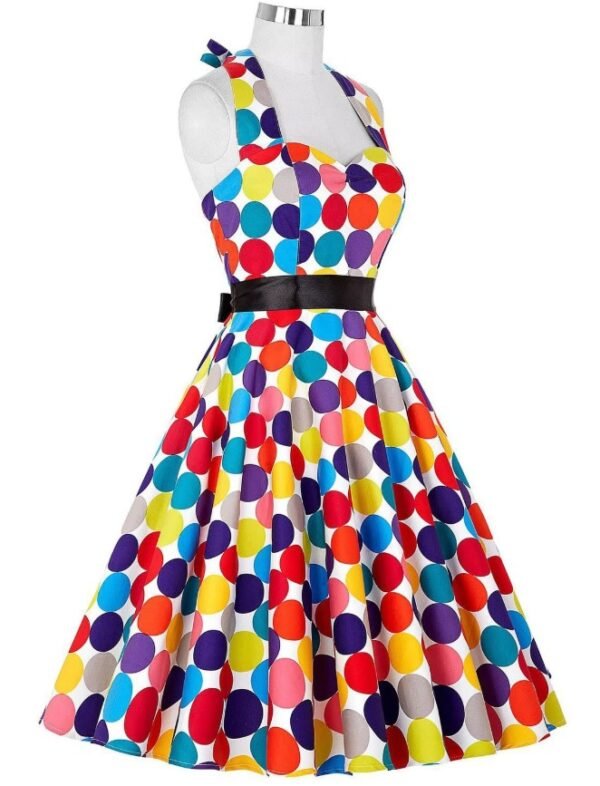 polka dot dress turned to the right side on the white background