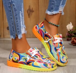colorful sneakers collection front and side view featuring multicolor sneakers