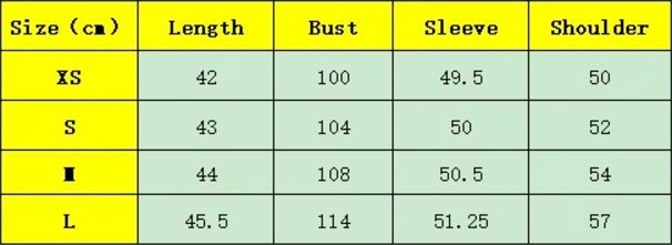 floral cardigan size chart