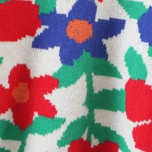 the fabric of the floral sweater