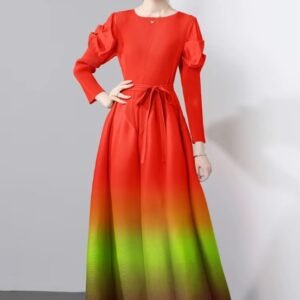 woman wearing gradient dress