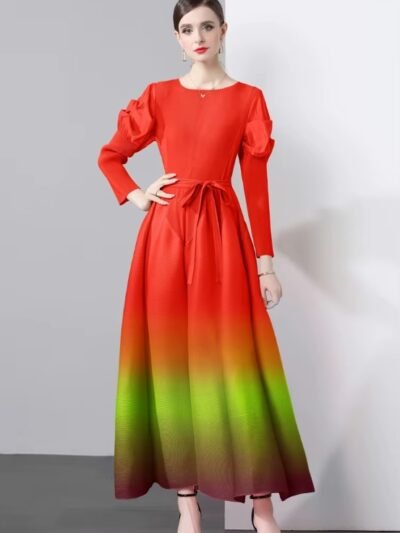 woman wearing gradient dress