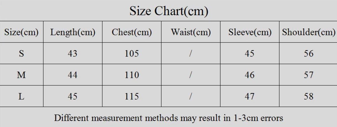 light blue cardigan size chart