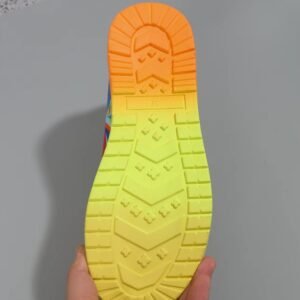 the bottom of the multicolor sneakers