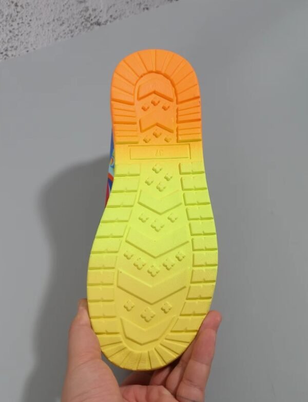 the bottom of the multicolor sneakers