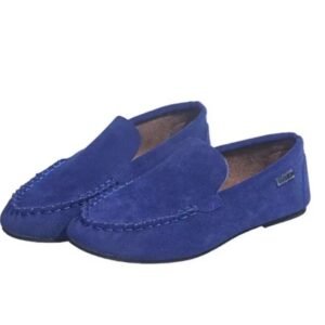 navy blue loafers on the white background