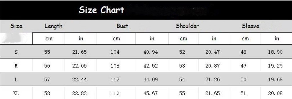 pink and white sweater size chart