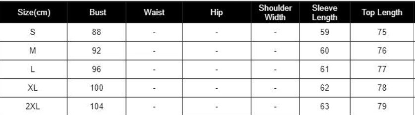 abstract colorful blazer size chart with measurements 