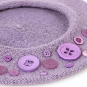 the buttons of lavender colorful beret with buttons