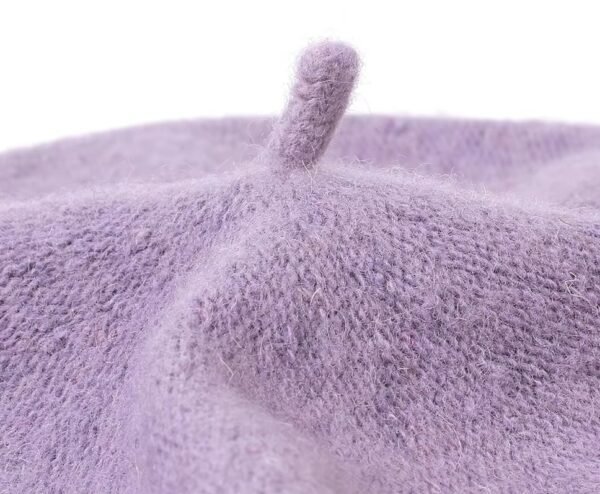 the top of lavender colorful beret with buttons