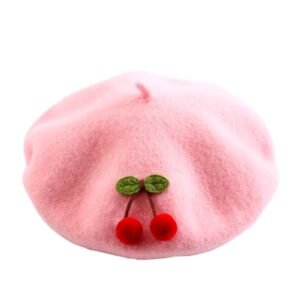 colorful cherry beret on the white background