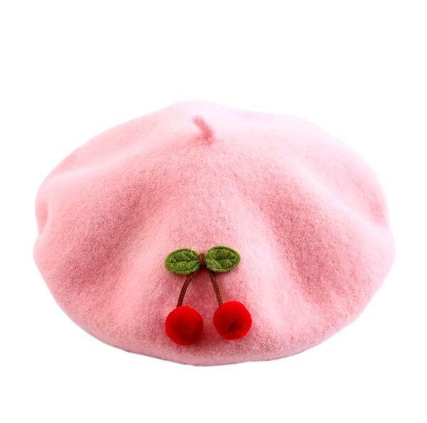 colorful cherry beret on the white background