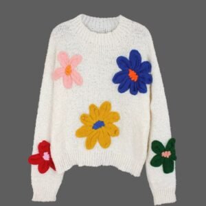 colorful floral sweater on the grey background