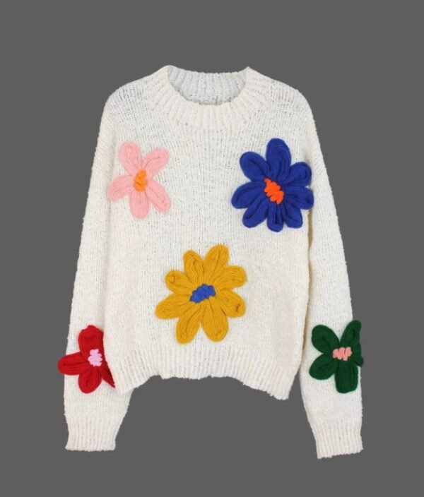 colorful floral sweater on the grey background