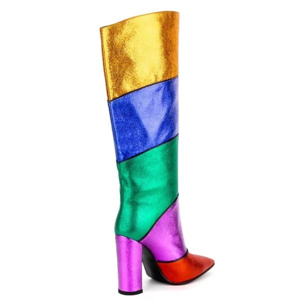 colorful high boots turned to the back on the white background