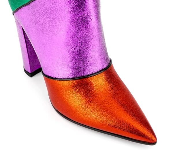 the toe of colorful high boots