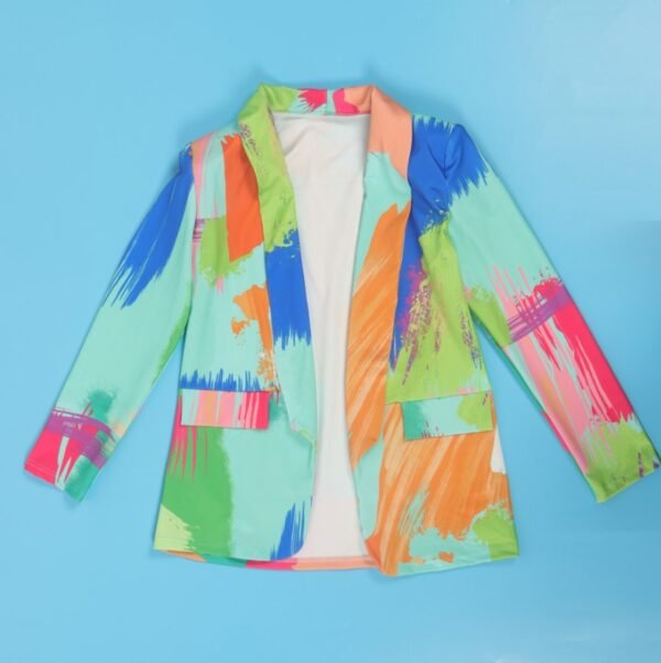 colorful pattern blazer on the blue background