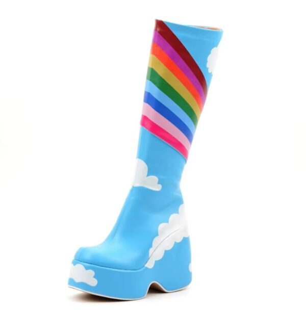 colorful rainbow boots on the white background