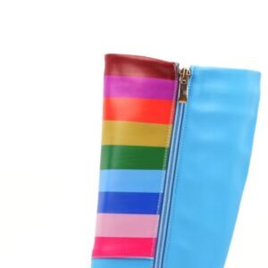 the zipper of colorful rainbow boots