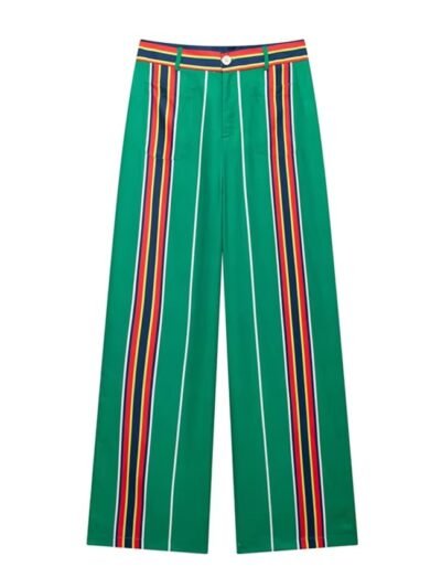 green colorful striped pants on the white background
