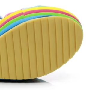 the bottom of colorful striped wedges