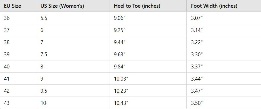 colorful sunflower flats size chart converting us sizes into eu