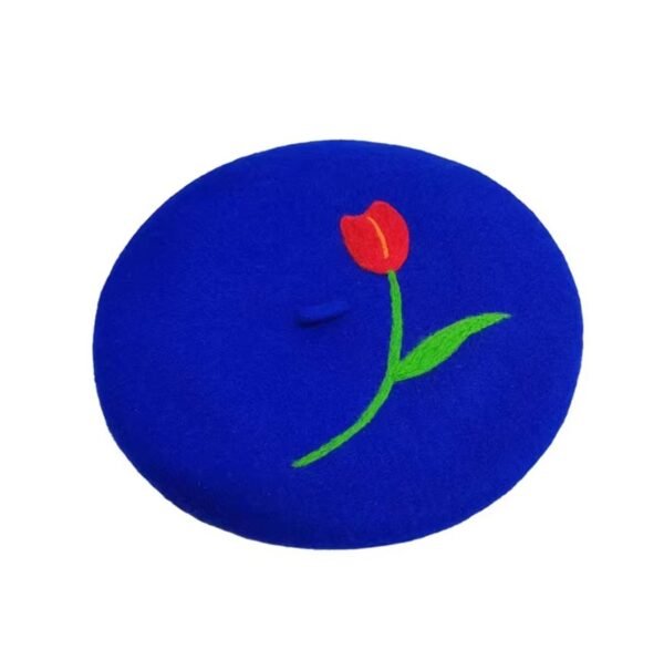 colorful tulip beret on the white background